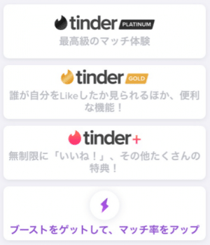 Tinder(ティンダー)課金内容